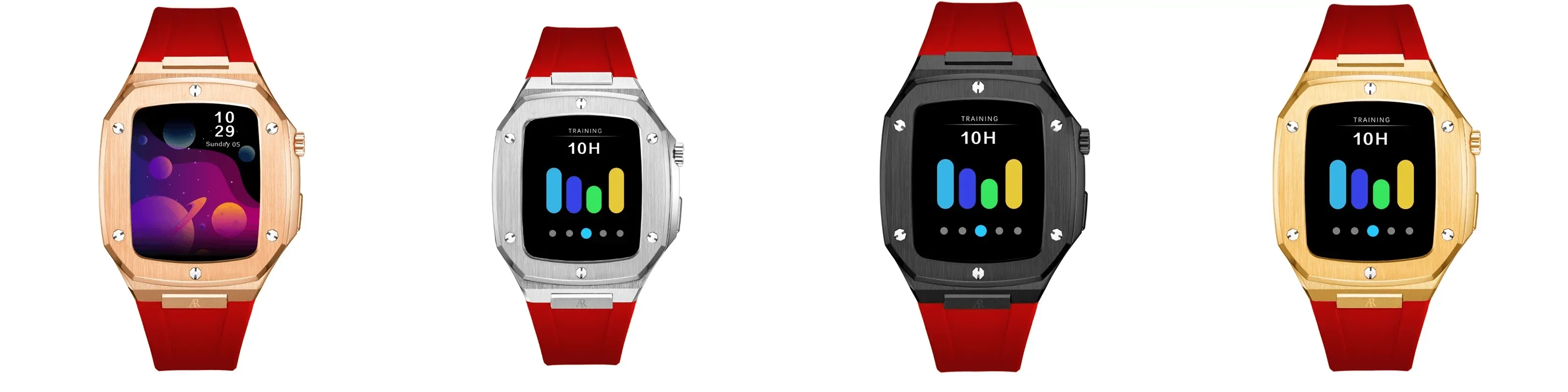 red rubber smartwatch case strap - Image 3