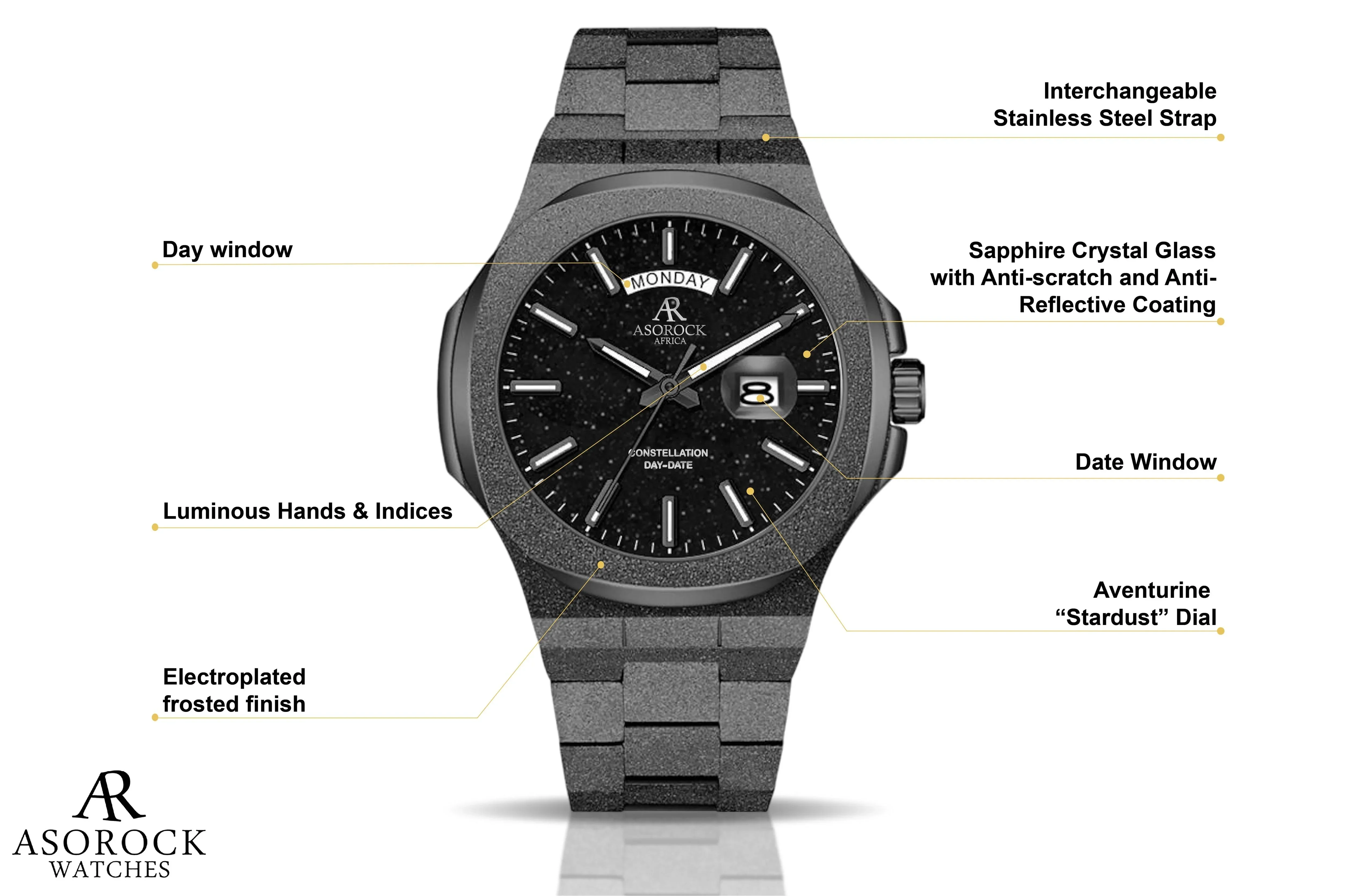 All Black frosted stardust Constellation Day-Date (PRE-ORDER SHIPS OUT APRIL 5TH) - Image 6