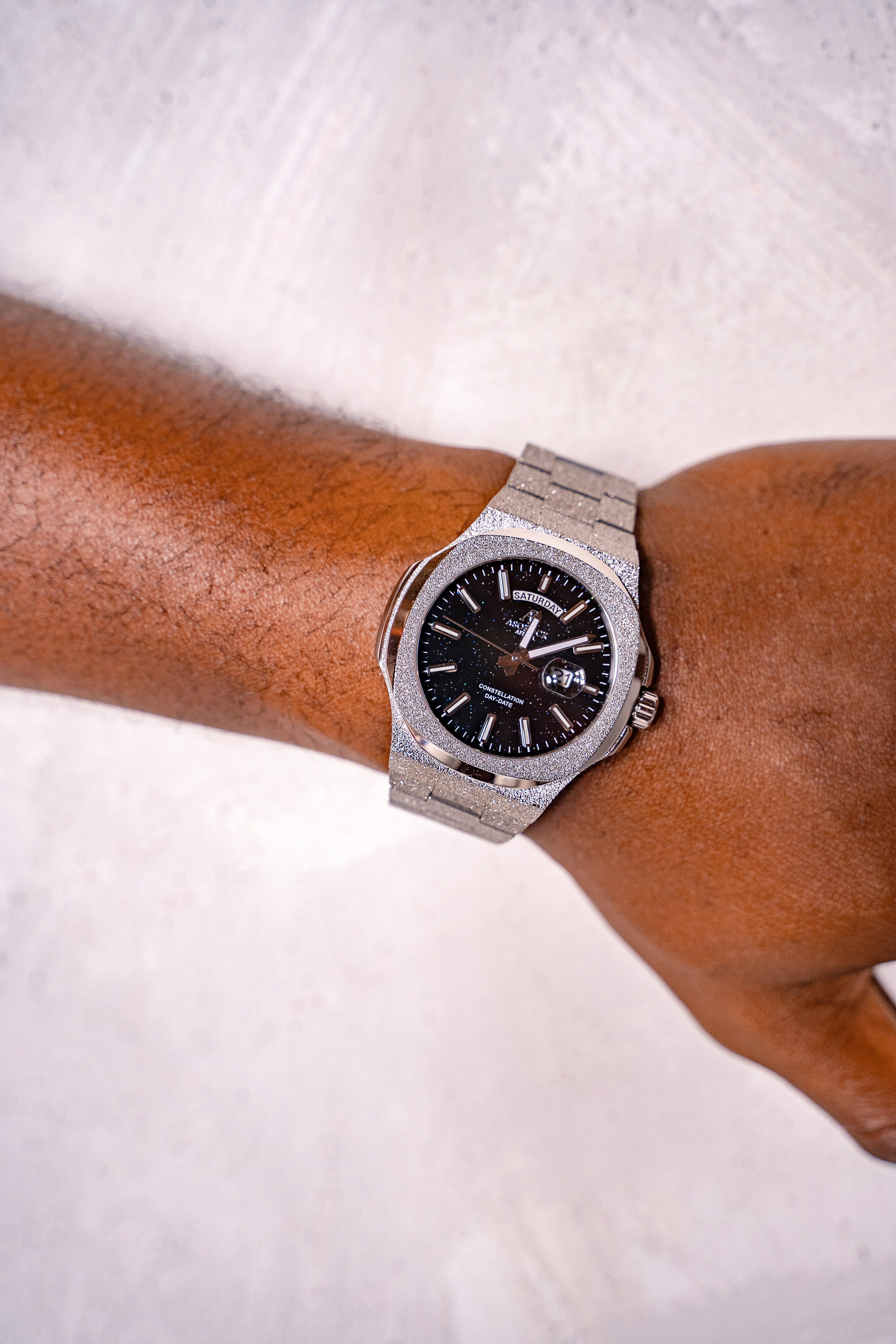 Silver/Black Frosted Stardust Constellation Day Date (PRE-ORDER SHIPS OUT APRIL 5TH) - Image 7